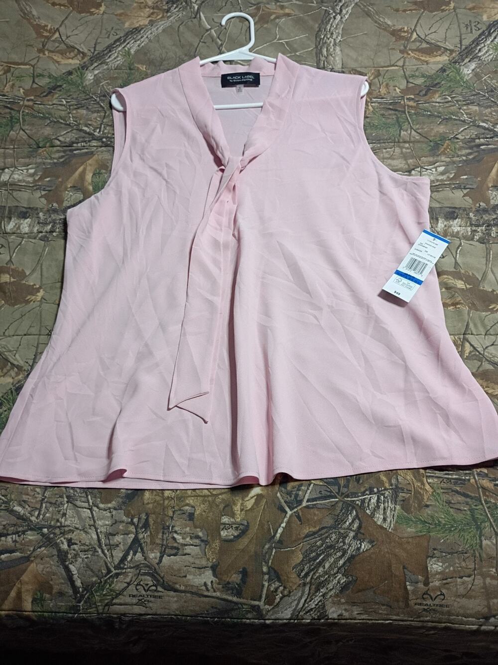 Black Label By Evan Picone Powder Pink sleeveless Blouse Xlarge Profesional